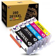 [아마존 핫딜] [아마존핫딜]ONLYU Compatible Canon Ink cartridges 280 281 Replacement PGI-280XXL CLI-281XXL PGI 280 XXL CLI 281 XXL PIXMA TR7520 TR8520 TS6120 TS6220 TS8220 TS9120 TS9520 TS9521C Printer (5 Pa