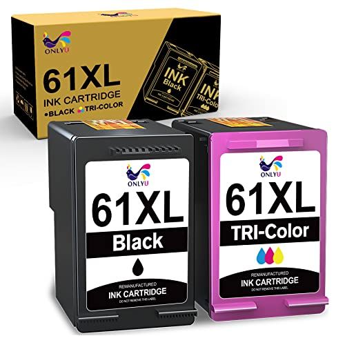  ONLYU Remanufactured Ink-Cartridge Replacement for HP 61XL 61 XL for HP Envy 4500 5530 5534 5535 Officejet 4630 4635 Deskjet 1000 1010 1056 1510 1512 2540 3050 3510 Printer Ink (1