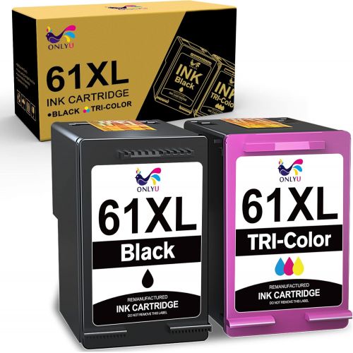  ONLYU Remanufactured Ink-Cartridge Replacement for HP 61XL 61 XL for HP Envy 4500 5530 5534 5535 Officejet 4630 4635 Deskjet 1000 1010 1056 1510 1512 2540 3050 3510 Printer Ink (1