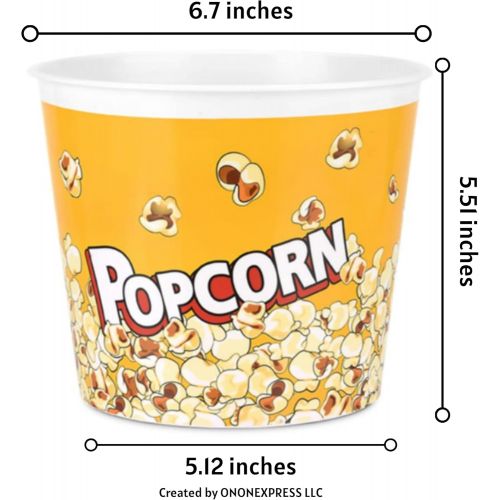  [아마존베스트]ONONEXPRESS Modern Style Reusable Plastic Popcorn Box / Popcorn Containers / Popcorn Bowls Set for Movie Theater Night - (BPA Free - Mixed 4 Pack-75 oz)