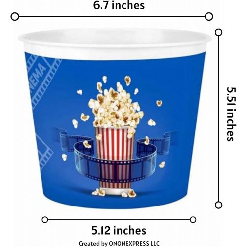  [아마존베스트]ONONEXPRESS Modern Style Reusable Plastic Popcorn Box / Popcorn Containers / Popcorn Bowls Set for Movie Theater Night - (BPA Free - Mixed 4 Pack-75 oz)