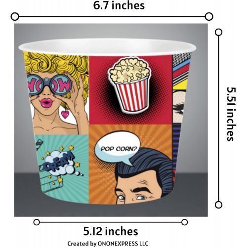  [아마존베스트]ONONEXPRESS Modern Style Reusable Plastic Popcorn Box / Popcorn Containers / Popcorn Bowls Set for Movie Theater Night - (BPA Free - Mixed 4 Pack-75 oz)