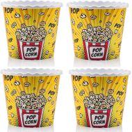 [아마존베스트]ONONEXPRESS Modern Style Reusable Plastic Popcorn Box / Popcorn Containers / Popcorn Bowls Set for Movie Theater Night - (BPA Free - YELLOW 4 Pack-75 oz)