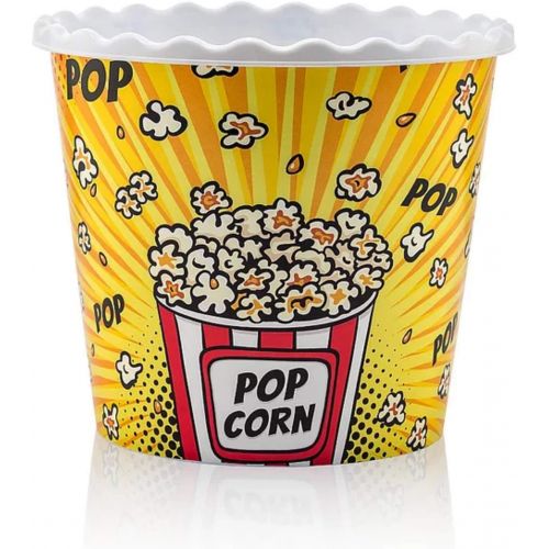  [아마존베스트]ONONEXPRESS Modern Style Reusable Plastic Popcorn Box / Popcorn Containers / Popcorn Bowls Set for Movie Theater Night - (BPA Free - YELLOW 4 Pack-75 oz)