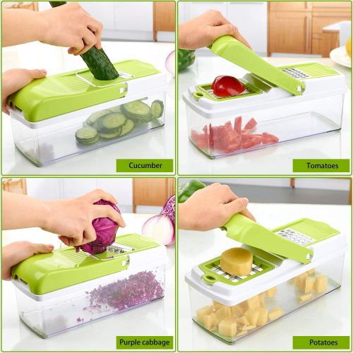  ONSON Vegetable Chopper, Food Chopper Cutter Onion Cutter Dicer, 10 in 1 Veggie Cutter Manual Mandolin for Garlic, Cabbage, Carrots, Potatoes, Tomatoes, Fruit, Salad