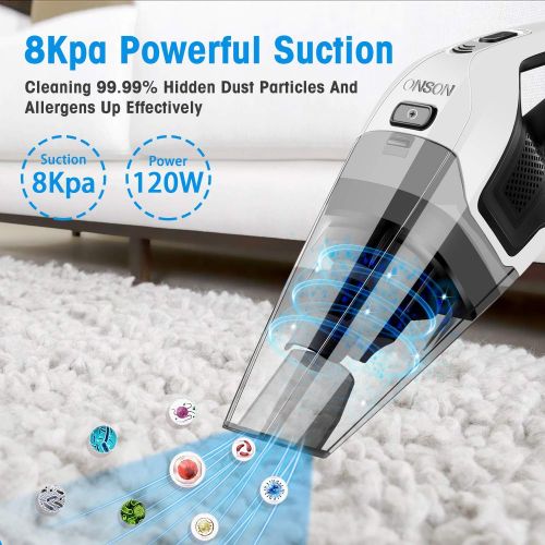  [아마존 핫딜]  [아마존핫딜]Handheld Vacuum Cordless, ONSON Hand Vacuum with Rechargeable Quick Charge, Lightweight Mini Hand Vac Portable Hand Held Vacuum Cordless for Home, Kitchen, Car Wet Dry Cleaning