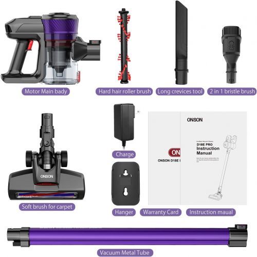  [아마존 핫딜] [아마존핫딜]Cordless Vacuum, ONSON Stick Vacuum Cleaner, Powerful Cleaning Lightweight Handheld Vacuum with Rechargeable Lithium Ion Battery