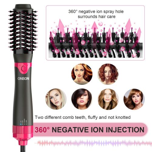  [아마존핫딜][아마존 핫딜] ONSON One-Step Hair Dryer and Volumizer, Detachable Hair Dryer Brush, 3 in 1 Hot Air Brush with Negative Ion Curling Dryer Brush, Straightening Brush, Dryer Style