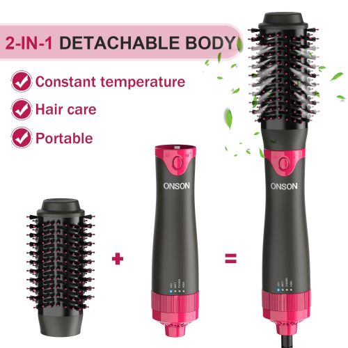  [아마존핫딜][아마존 핫딜] ONSON One-Step Hair Dryer and Volumizer, Detachable Hair Dryer Brush, 3 in 1 Hot Air Brush with Negative Ion Curling Dryer Brush, Straightening Brush, Dryer Style