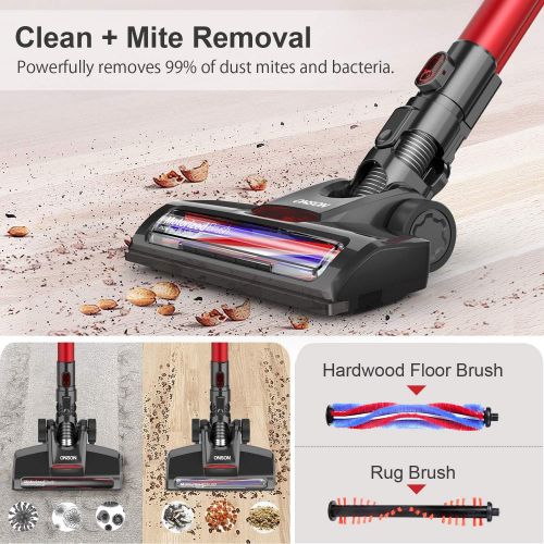  ONSON Cordless Vacuum Cleaner 12KPa Powerful Suction 150W Motor 2 in 1 Stick Handheld Vacuum for Home Hard Floor Carpet Car Pet