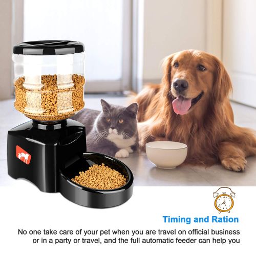  ONSON 5.5L Automatic Pet Feeder - Support LCD Screen and Voice Message Recording - Healthy，Simply Dogs Cats Food Bowl Dispenser