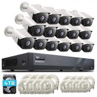 ONWOTE Audio 5MP 8CH PoE Security Camera System, 8 Channel 5MP HD H.265 Onvif NVR 2TB HDD, 4 Outdoor 5MP 2592x1944P HD IP Cameras, 100ft IR, Add 4 More Cameras, Remote Home Monitor