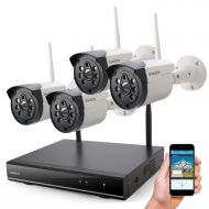 Wireless Security Camera System Outdoor, ONWOTE 1080P HD NVR 4 960P HD 1.3MP Night Vision IP Security Surveillance Cameras Home, NO Hard Drive (Built-in Router, Auto Pair, Mobile V