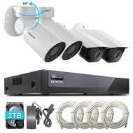ONWOTE 5MP 1944P HD PTZ PoE Security Camera System with Audio, 8CH 5MP H.265 NVR 2TB HDD, 2Pcs 180° Pan 55° Tilt 4X Optical Zoom PTZ IP PoE Cameras, Remote Home Monitoring System,