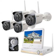 ONWOTE 1080P Full HD Wireless Security Camera System with 10.1 LCD Monitor and 1TB Hard Drive