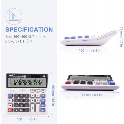  [아마존베스트]Calculator, ONXE Standard Function Electronics Desktop Calculators, Solar Dual Power, Big Button and 12 Digit Bold Font Large LCD Display, Handheld for Daily and Basic Office (DC21