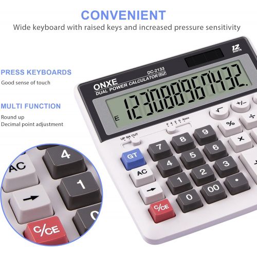  [아마존베스트]Calculator, ONXE Standard Function Electronics Desktop Calculators, Solar Dual Power, Big Button and 12 Digit Bold Font Large LCD Display, Handheld for Daily and Basic Office (DC21