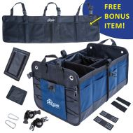 ONYXZER Trunk Organizer for Car and SUV Heavy Duty Collapsible Trunk Storage Organizer | Stainless Hooks - Straps and Non-Slip Bottom Strips to Prevent Sliding | Free Backseat Trun