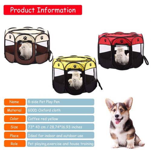  OO PET Cat House Pet PlayPen Portable Foldable Puppy Dog Pet Cat Rabbit Fabric Playpen Crate Cage Kennel Red