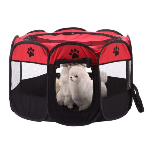  OO PET Cat House Pet PlayPen Portable Foldable Puppy Dog Pet Cat Rabbit Fabric Playpen Crate Cage Kennel Red