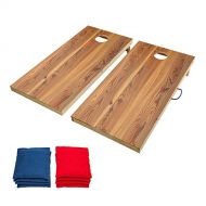 OOFIT Wooden Premium Cornhole Game Set with Weatherproof Coating, Portable Toss Boards Includes Set of 8 Corn Hole Toss Bags (Junior, Tailgate, Regulation Size)