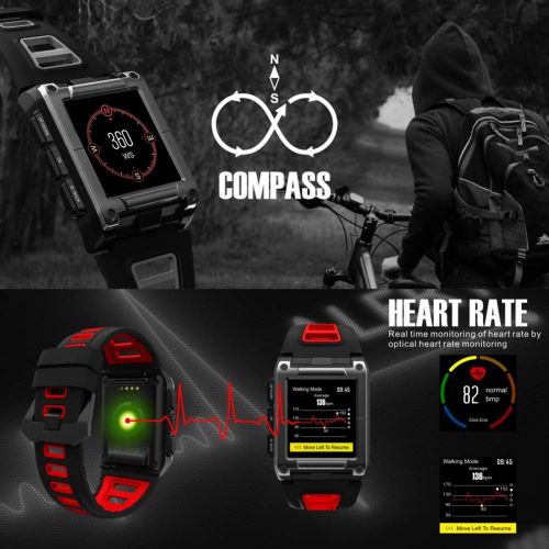  OOLIFENG Multisport-GPS-Uhr, Wasserdicht IP68 GPS-Smartwatch, Mit Eingebauten Pulsmesser, Barometer, Hoehenmesser, Kompass Fuer Android und Ios