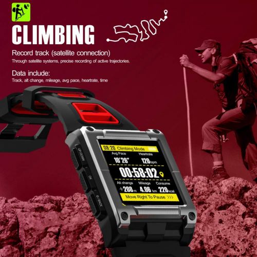  OOLIFENG Multisport-GPS-Uhr, Wasserdicht IP68 GPS-Smartwatch, Mit Eingebauten Pulsmesser, Barometer, Hoehenmesser, Kompass Fuer Android und Ios