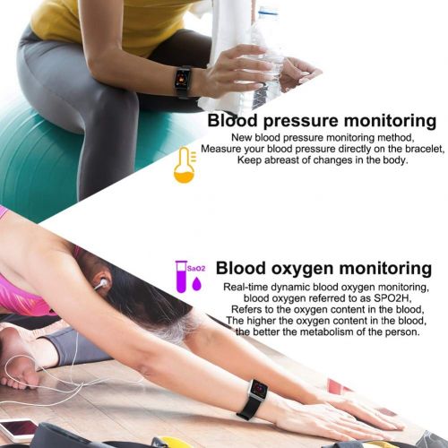  OOLIFENG Fitness Tracker, Blood Pressure Heart Rate Monitor, IP67 Waterproof Bluetooth Wristband, Calorie Counter, Pedometer for Kids Women and Men