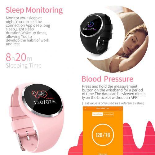  OOLIFENG Fitness Tracker with Heart Rate Blood Pressure Monitor, IP67 Waterproof Fitness Watch, Bluetooth Wristband Calorie Counter