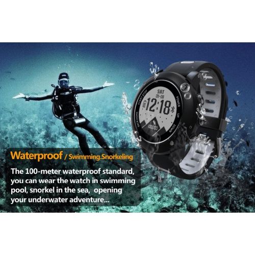  OOLIFENG GPS Sport Smart Watch, Fitness Tracker with Altimeter Barometer Compass Heart Rate Monitor IP68 Waterproof Digital Watch for Outdoor Sports