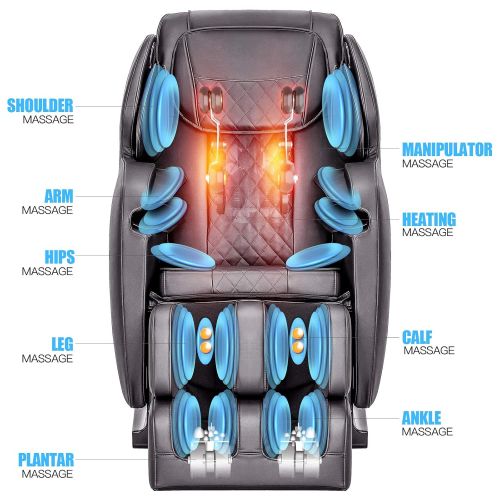  OOTORI SL Massage Chair, Full Body Air Massage, 3-ROW-Footroller, Roller Massage from Neck to hip, Yoga Stretching Function, w/Bluetooth Heating (Black)