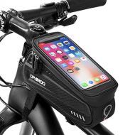 Opamoo Bike Phone Front Frame Bag - Waterproof Bicycle Top Tube Cycling Phone Mount Pack with Touch Screen Sun Visor Large Capacity Phone Case for Cellphone Below 6.5’’ iPhone 7 8 Plus xs