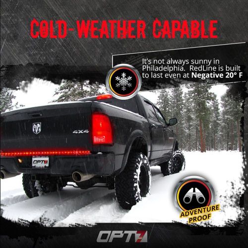  OPT7 60 Redline LED Tailgate Light Bar - TriCore LED - Weatherproof Rigid Aluminum No-Drill Install - Full Featured Reverse Running Brake Turn Signal - 2yr Warranty