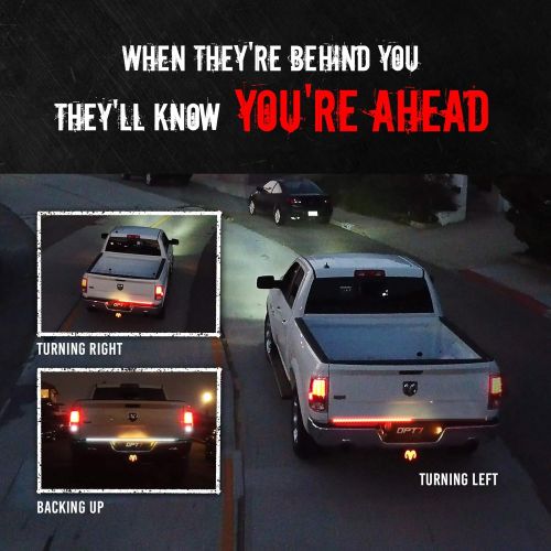  OPT7 60 Redline LED Tailgate Light Bar - TriCore LED - Weatherproof Rigid Aluminum No-Drill Install - Full Featured Reverse Running Brake Turn Signal - 2yr Warranty