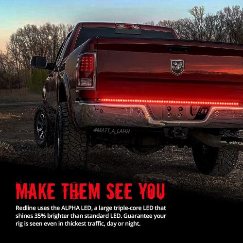  OPT7 60 Redline LED Tailgate Light Bar - TriCore LED - Weatherproof Rigid Aluminum No-Drill Install - Full Featured Reverse Running Brake Turn Signal - 2yr Warranty