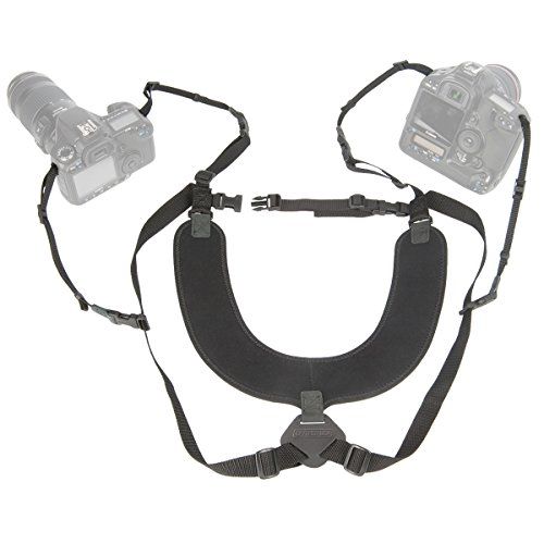  OP/TECH USA Dual Harness 3/8 X-Long - Interchangeable Camera Harness with Quick Disconnects and Control-Stretch Backing