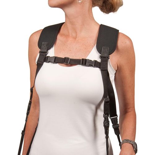  OP/TECH USA Dual Harness 3/8 X-Long - Interchangeable Camera Harness with Quick Disconnects and Control-Stretch Backing