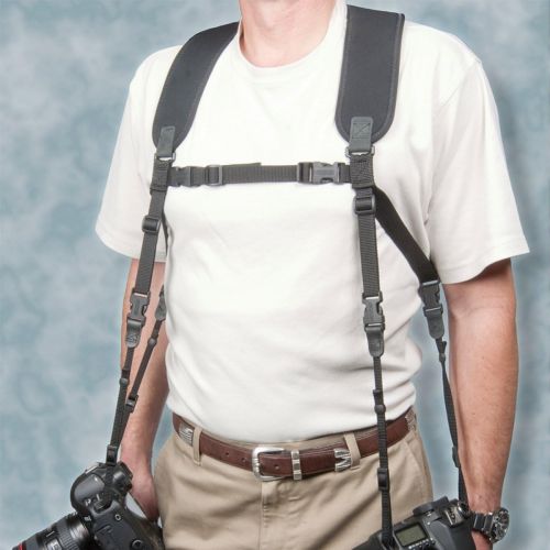  OP/TECH USA Dual Harness 3/8 X-Long - Interchangeable Camera Harness with Quick Disconnects and Control-Stretch Backing