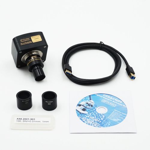  [아마존베스트]OPTO-EDU A59.2211-18M Digital Camera for Microscope with 0.01 mm Calibration Slide (Windows 8 & 10, Mac OS X, Linux Compatible), 18.0 MP, USB 3.0, Metal, Glass, Plastic