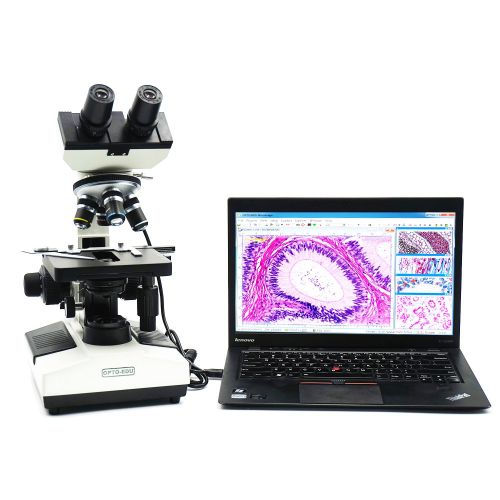  OPTO-EDU A31.1007-3.0M Digital Biological Compound Binocular LED Light Microscope with Double Layer Mechanical Stage Oil Immersion, Built-in 3.0MP Camera 40X-2000X, Metal, Glass, P