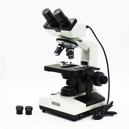  OPTO-EDU A31.1007-3.0M Digital Biological Compound Binocular LED Light Microscope with Double Layer Mechanical Stage Oil Immersion, Built-in 3.0MP Camera 40X-2000X, Metal, Glass, P