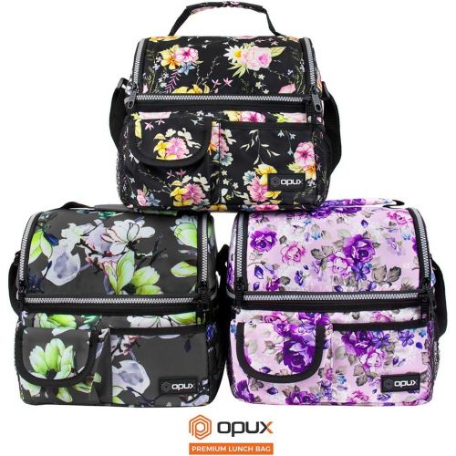  [아마존베스트]OPUX Insulated Dual Compartment Lunch Bag for Men, Women | Double Deck Reusable Lunch Pail Cooler Bag with Shoulder Strap, Soft Leakproof Liner | Large Lunch Box Tote for Work, Sch