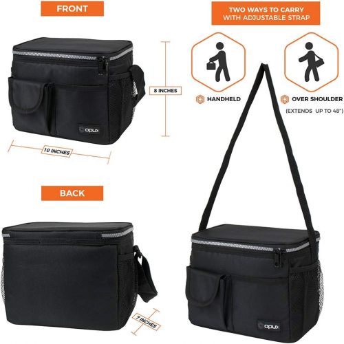  [아마존베스트]OPUX Lunch Bag Insulated Lunch Box for Women, Men, Kids | Medium Leakproof Lunch Tote Bag for School, Work | Lunch Cooler with Shoulder Strap, Pocket | Fits 8 Cans (Black)