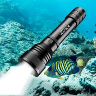 VOLADOR Scuba Diving Flashlight, 2000 Lumens Underwater Flashlight Rechargeable Night Dive Torch Light with Battery and Charger