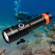 ORCATORCH D530 Dive Light, 1050 Lumens, 5 Degrees Narrow Beam Angle, Titanium Alloy Side Button Switch, 2 Lighting Modes, with USB Battery, Battery Indicator, for Underwater 150 Me