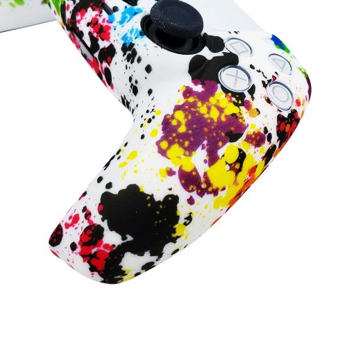  [아마존베스트]ORCHKID PS5 Silicone Gel Grip Controller Cover Skin (PS5 Paint Splash Skin) Compatible for Sony PlayStation 5, Compatible for PlayStation 5 Accessories, Wireless Controller Protector Cover