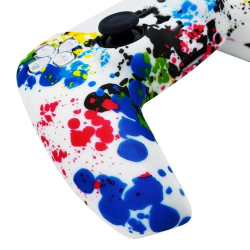  [아마존베스트]ORCHKID PS5 Silicone Gel Grip Controller Cover Skin (PS5 Paint Splash Skin) Compatible for Sony PlayStation 5, Compatible for PlayStation 5 Accessories, Wireless Controller Protector Cover