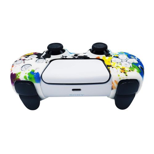  [아마존베스트]ORCHKID PS5 Silicone Gel Grip Controller Cover Skin (PS5 Paint Splash Skin) Compatible for Sony PlayStation 5, Compatible for PlayStation 5 Accessories, Wireless Controller Protector Cover