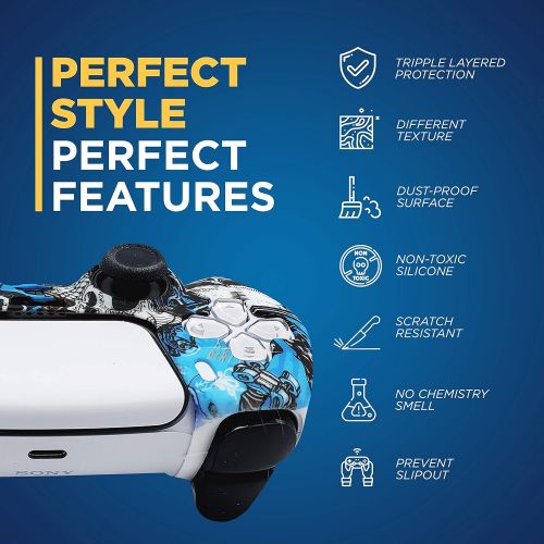  [아마존베스트]ORCHKID PS5 Silicone Gel Grip Controller Cover Skin Protector (ps5 Blue Cartoon) Compatible for Sony Playstation 5, Compatible for Playstation 5 Accessories, Wireless Controller Protector