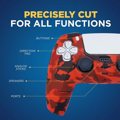  [아마존베스트]ORCHKID PS5 Silicone Gel Grip Controller Cover Skin Protector (ps5 Red Camo Skin) Compatible for Sony Playstation 5, Compatible for Playstation 5 Accessories, Wireless Controller Protector